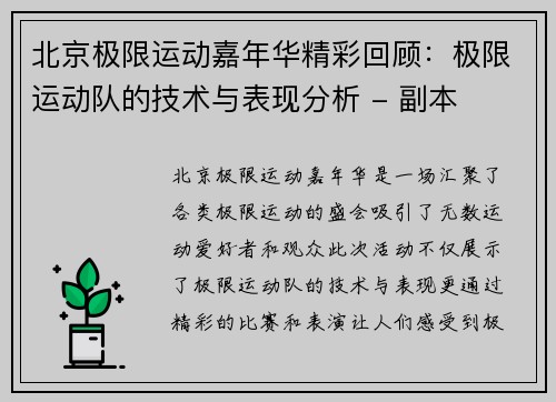 北京极限运动嘉年华精彩回顾：极限运动队的技术与表现分析 - 副本